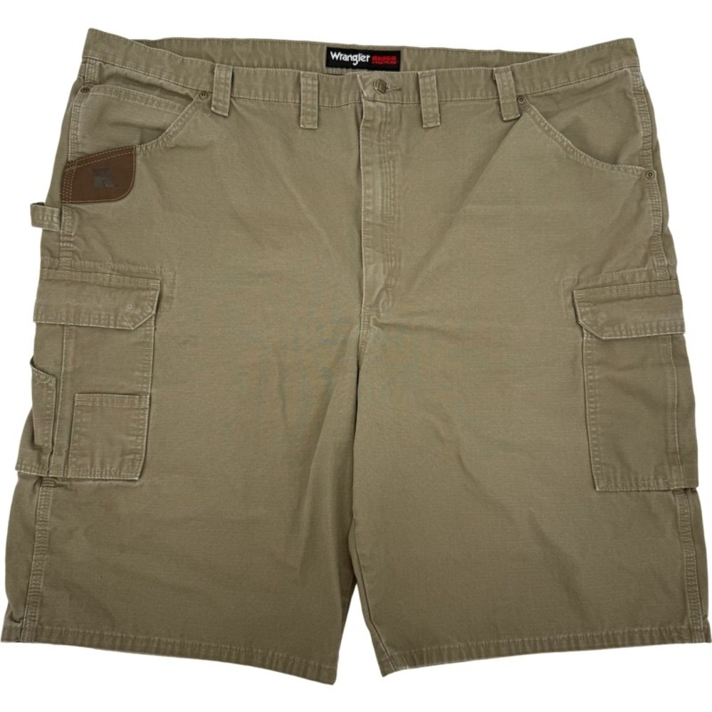 WRANGLER 50 Riggs Workwear Cargo Shorts Brown Ripstop Utility Carpenter Rugged